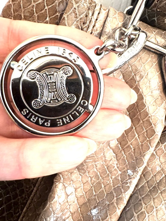 Vintage Y2K Celine Pillow Python-Embossed High Gloss Hobo Bag - Picture 5 of 9